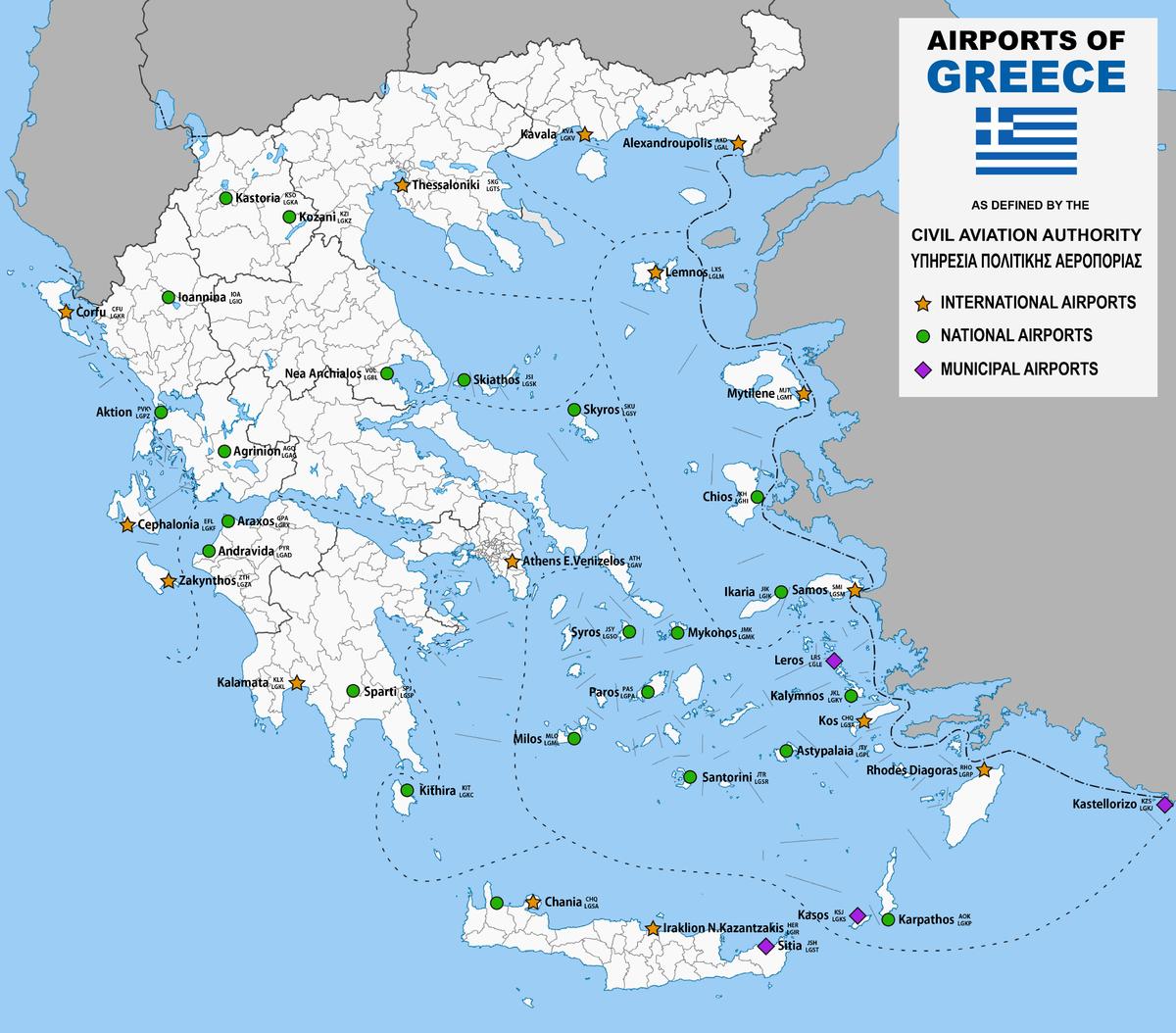 Griechische Flughäfen Karte - Karte von griechischen Flughäfen (Europa