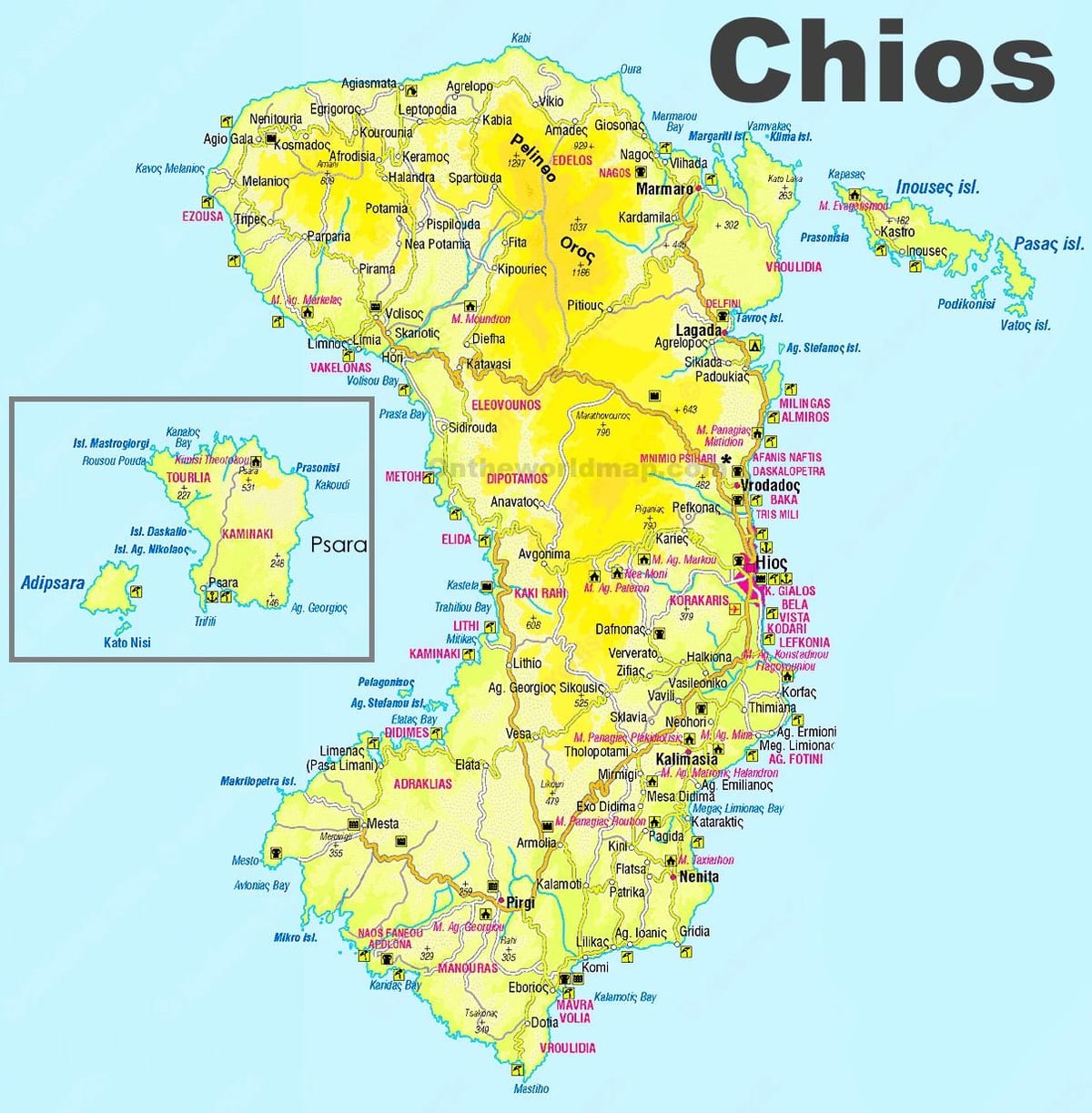 Karte von chios-Griechenland