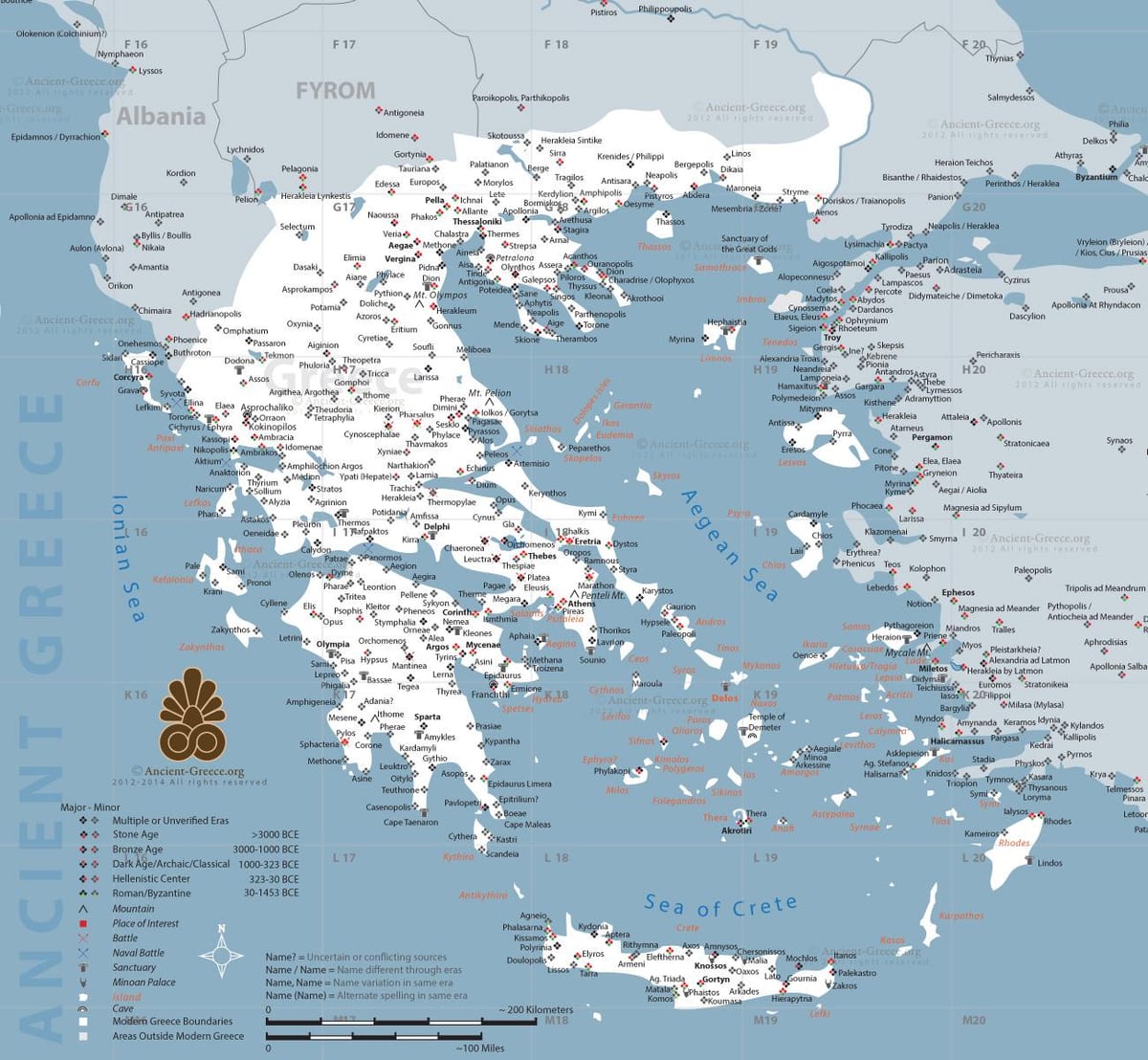eine Karte des antiken Griechenland