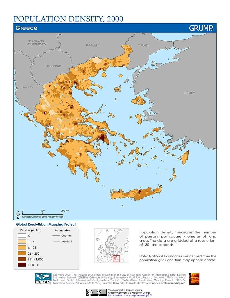 Bevölkerung Dichte Karte von Griechenland