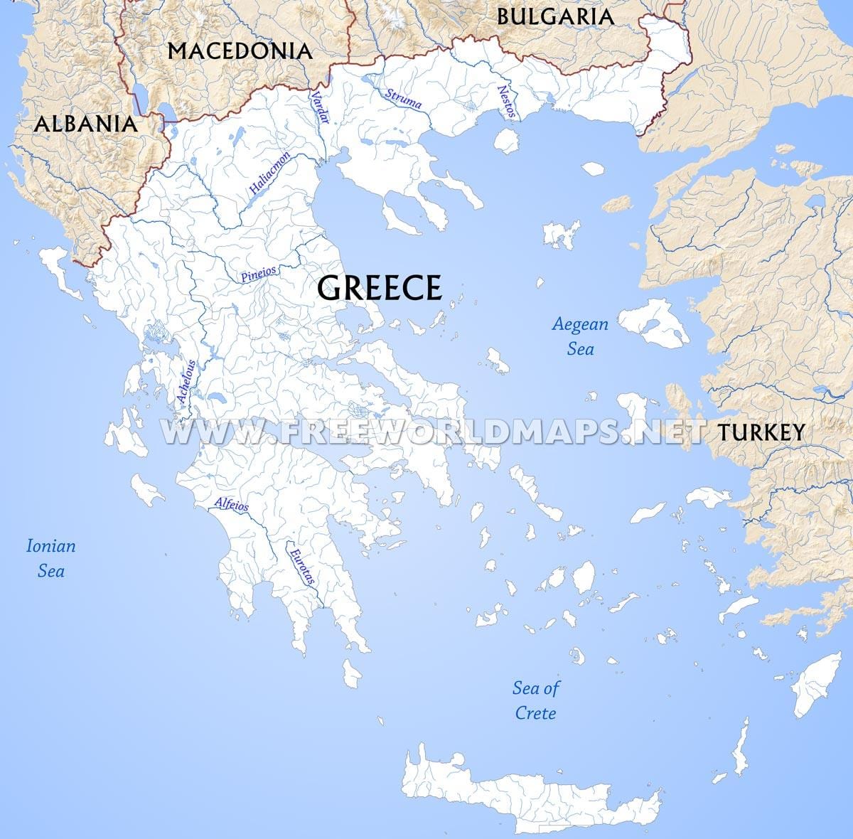 Flüsse in Griechenland-map