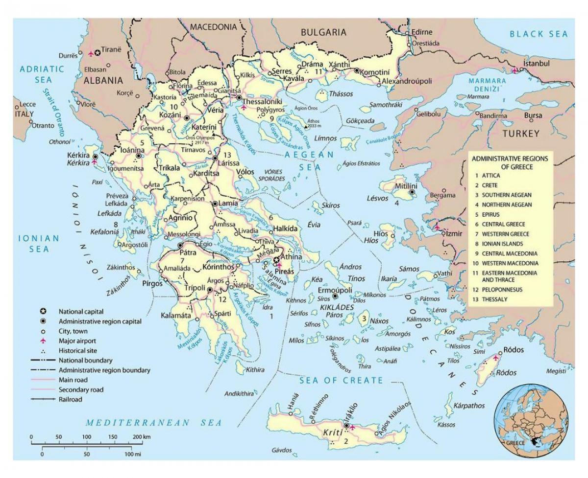 Karte von Griechenland Flughäfen