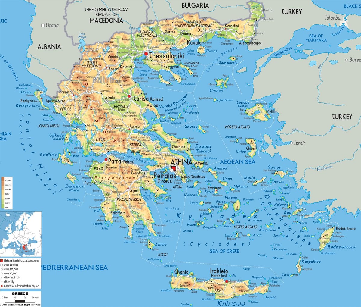 geographische Karte von Griechenland