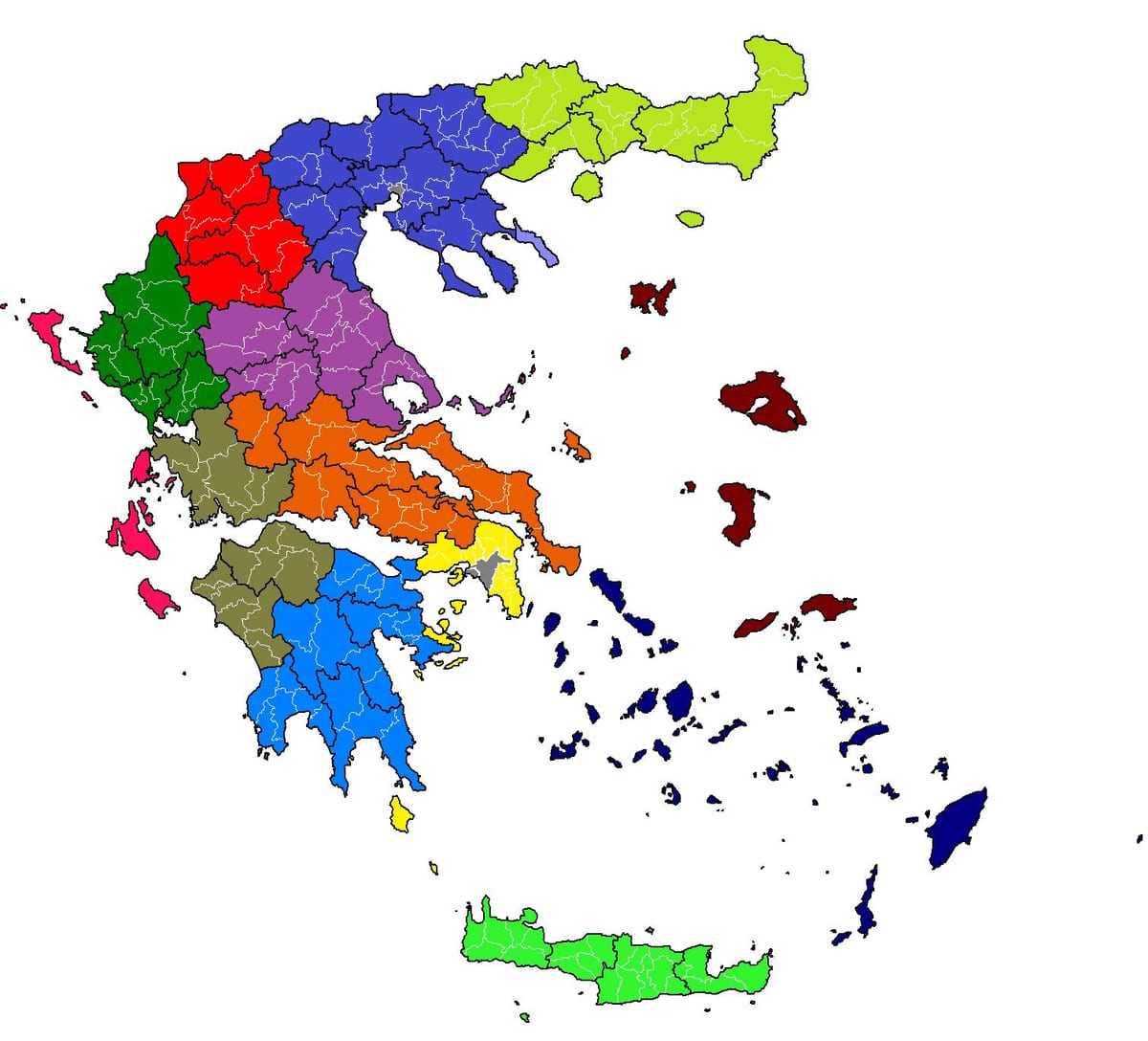 Hellas Gemeinden Karte