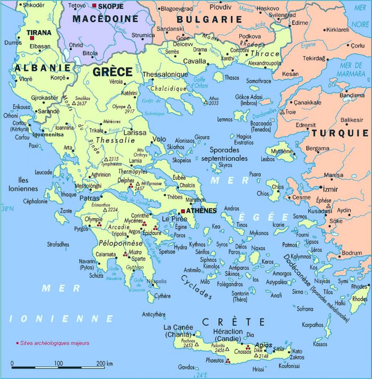 Karte von Griechenland und Umgebung