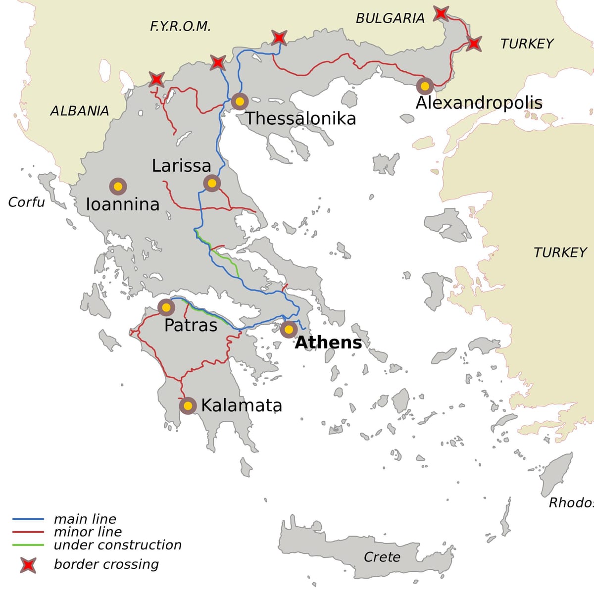 Griechische Eisenbahn Karte