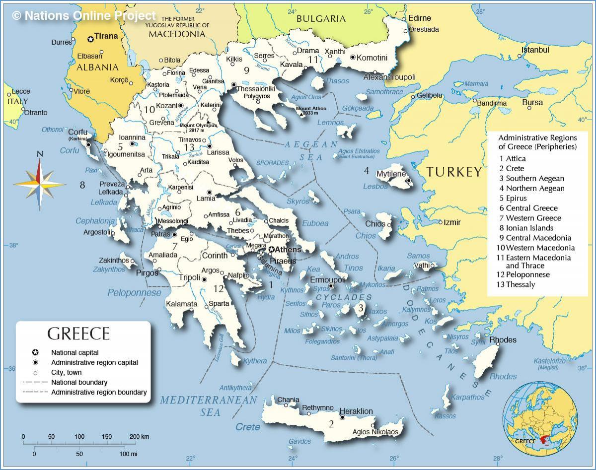 Karte von Griechenland und den umliegenden Ländern