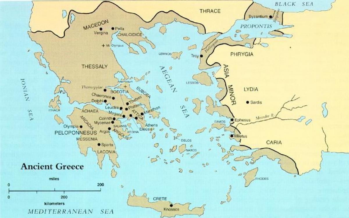 Griechische Antike Weltkarte - das Antike Griechenland auf einer Weltkarte (Europa Süd - Europa)