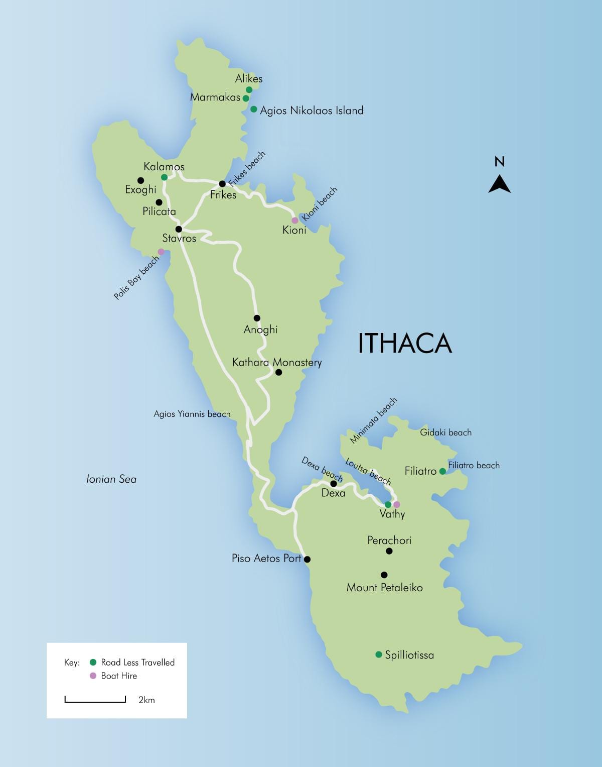 Karte von Ithaka in Griechenland