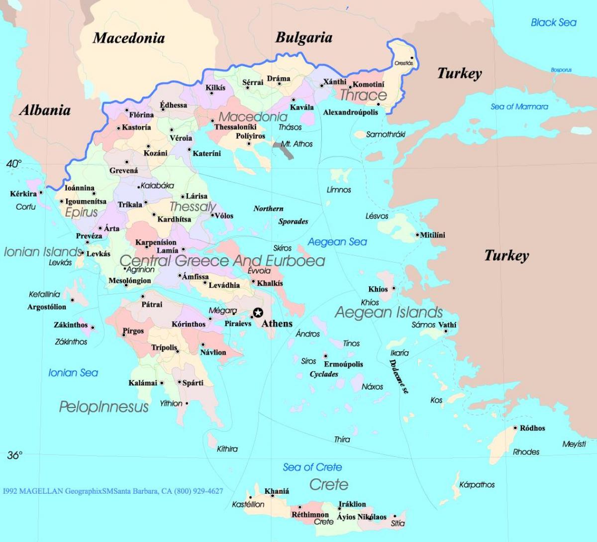 Karte von Griechenland und Inseln - Griechenland Inseln Karte (Europa