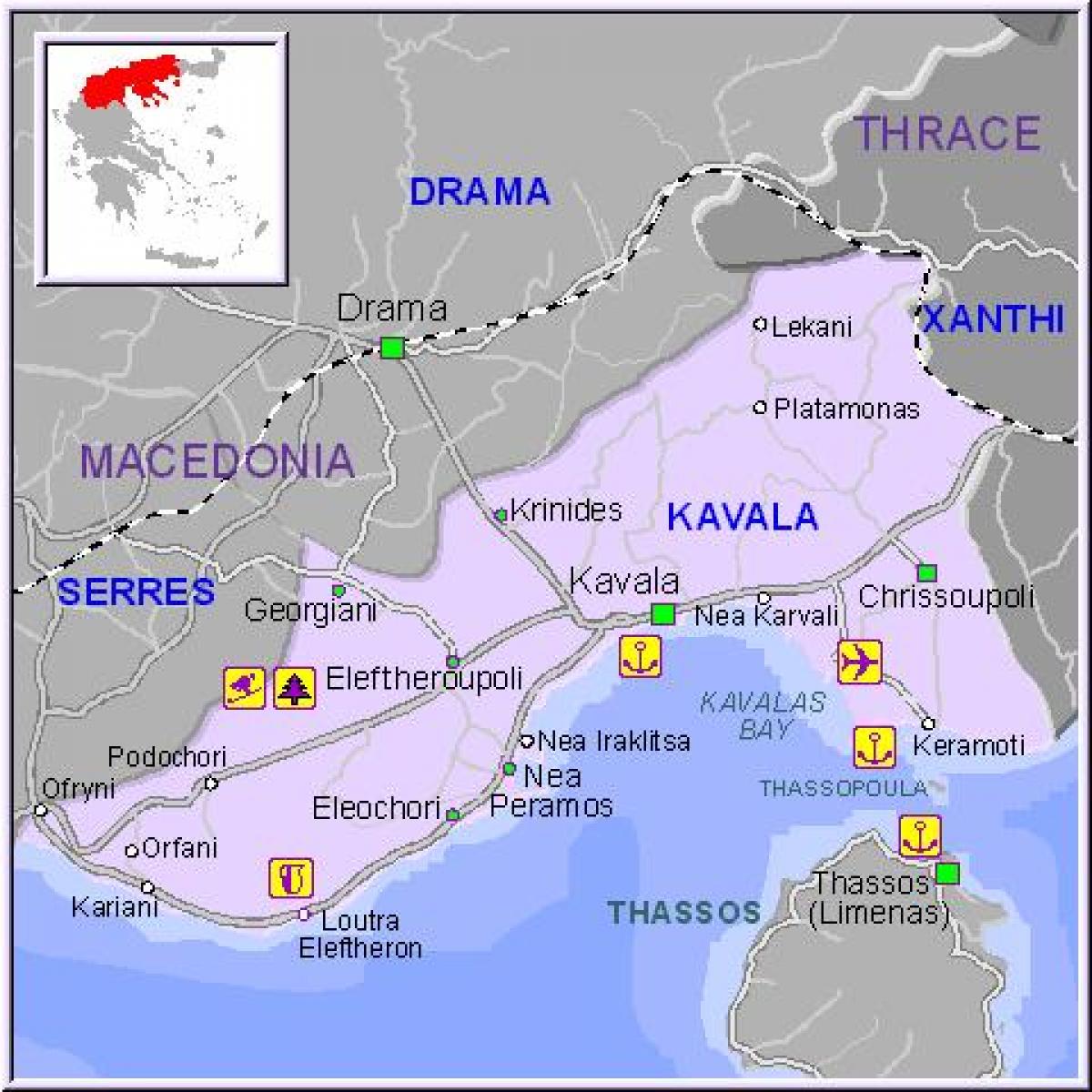 kavala griechenland karte Kavala Griechenland Karte   Karte von Kavala Griechenland (Europa 