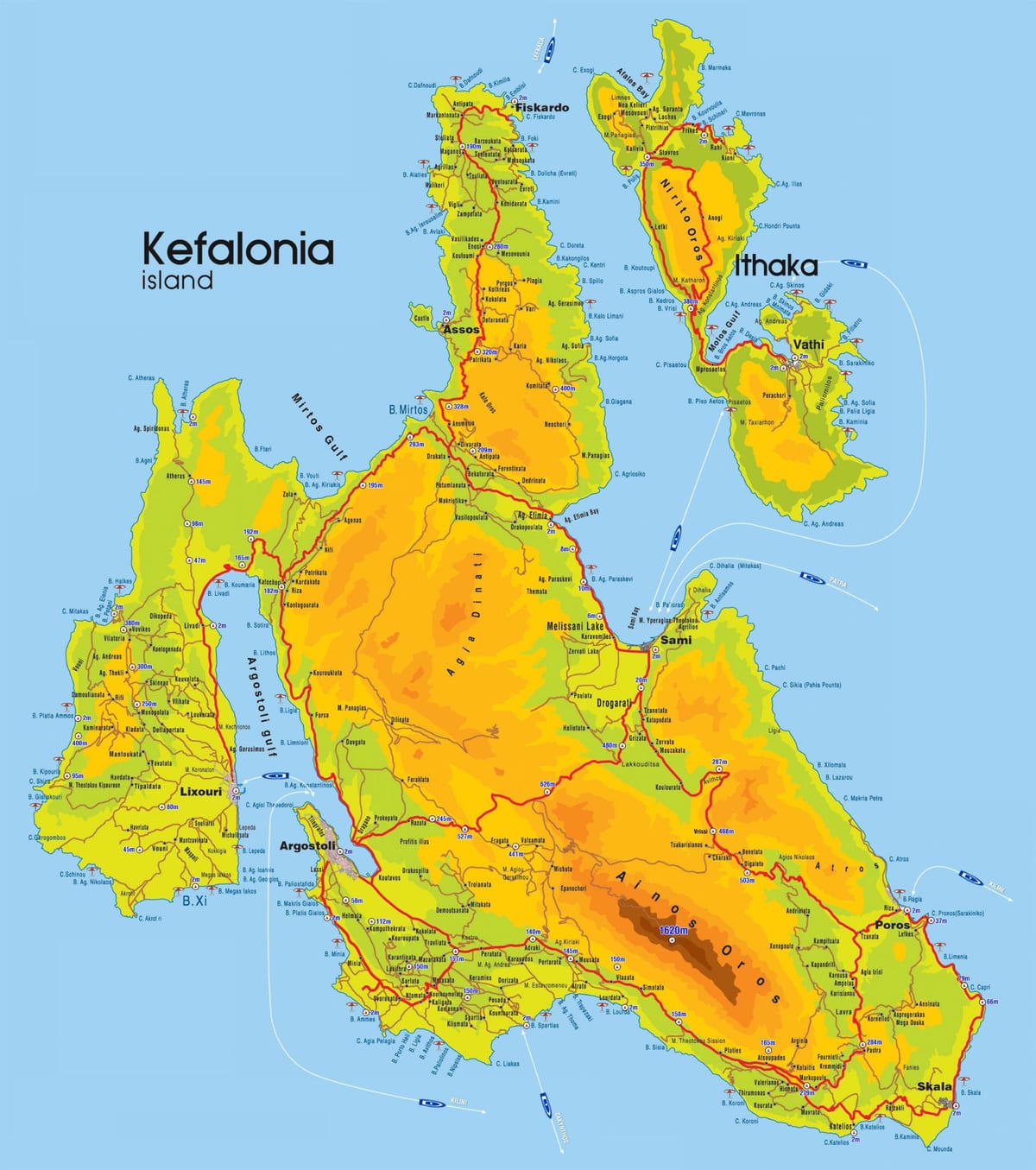 Karte Kefalonia Griechenland