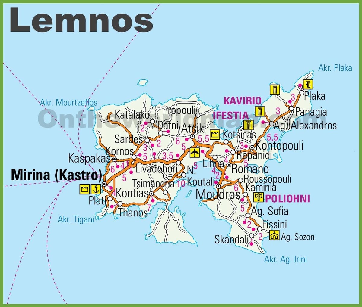 Lemnos Griechenland-map