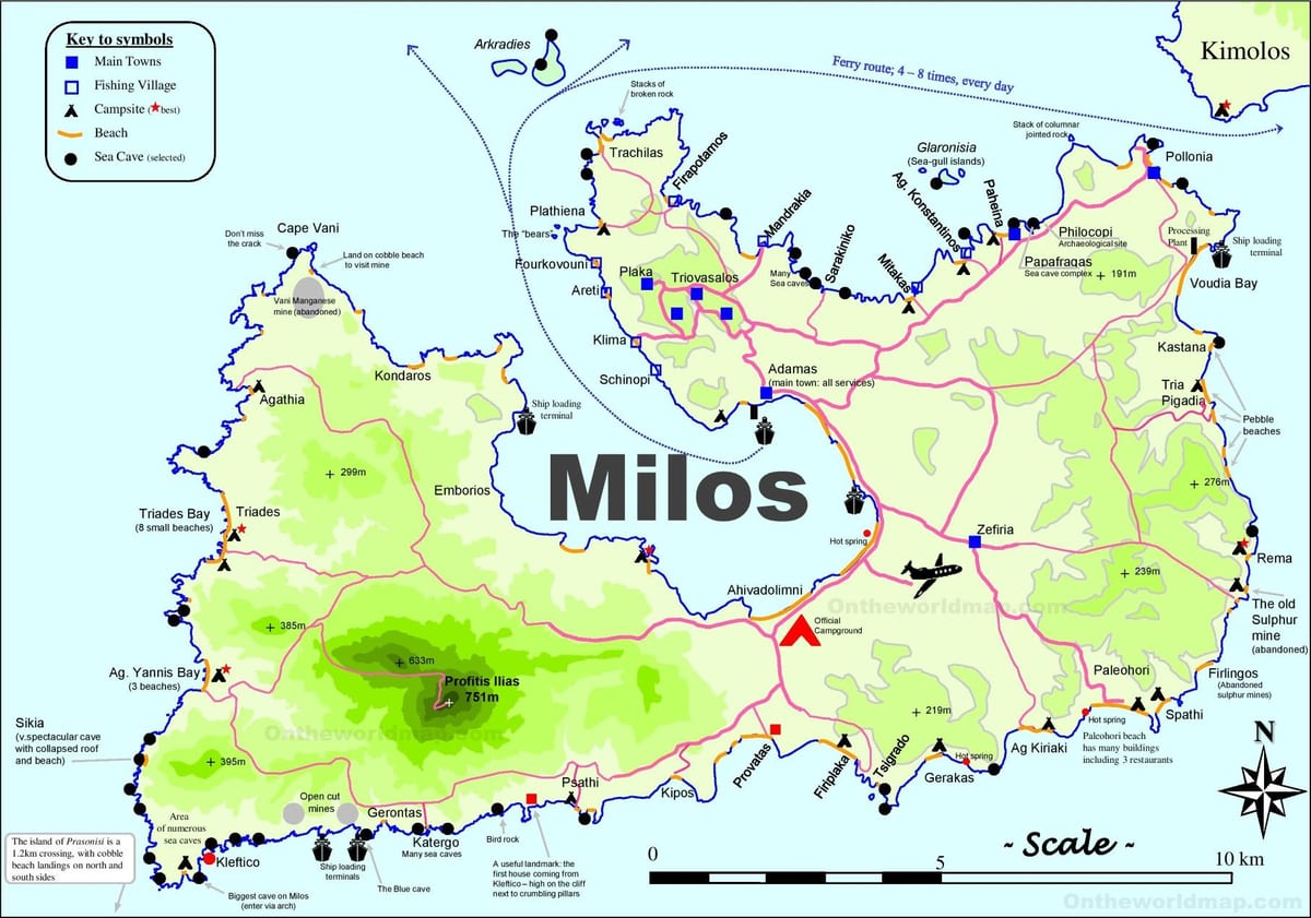 Karte von milos Griechenland