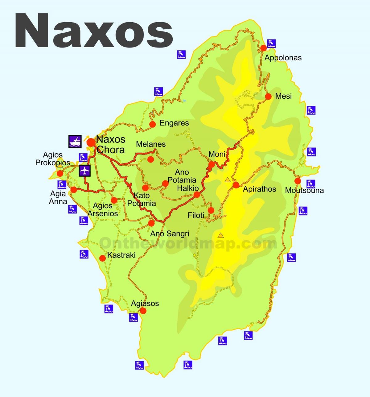 Tourist Map Of Naxos Greece