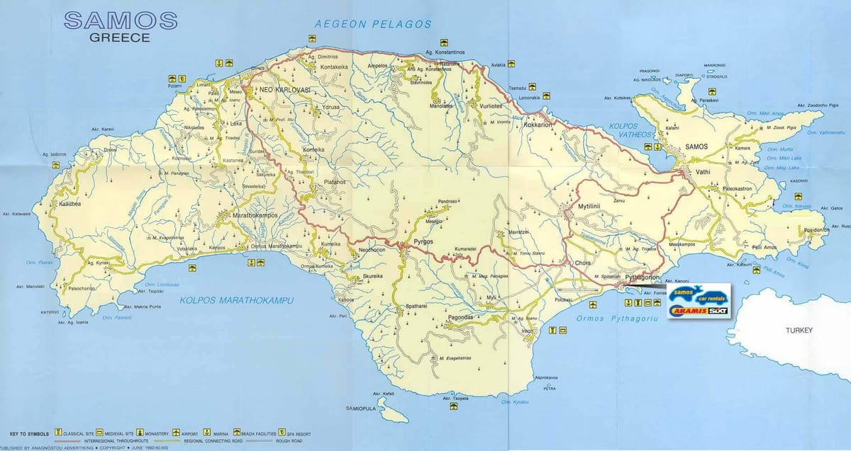 Karte von Samos, Griechenland