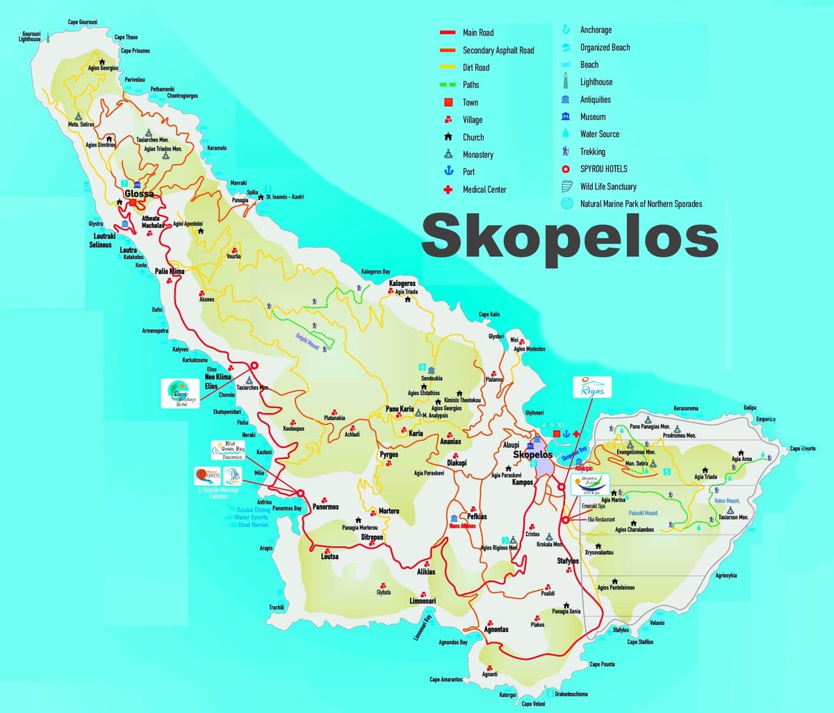 Skopelos Karte der griechischen Inseln