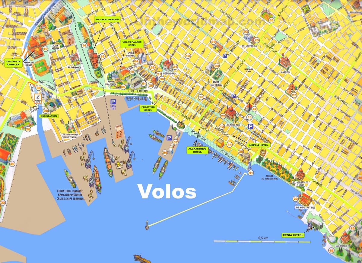 Karte von Volos Griechenland