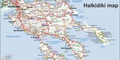 Karte von Griechenland Chalkidiki