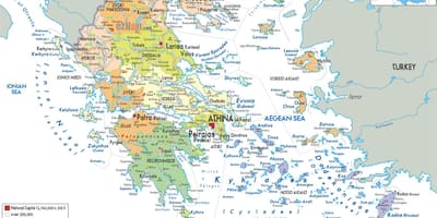 Karte von Griechenland mit den Städten