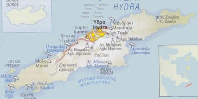 Karte von Hydra, Griechenland