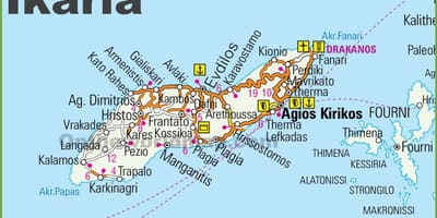 Karte von Ikaria, Griechenland