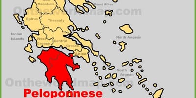 Karte von Peloponnes, Griechenland